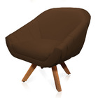 Kit 02 Poltronas Giratória Giovana Corino Marrom Base Madeira