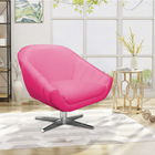 Kit 02 Poltronas Giratória Giovana Corino Pink Base Cromada -