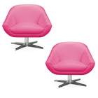 Kit 02 Poltronas Giratória Giovana Corino Pink Base Cromada -