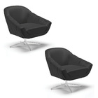 Kit 02 Poltronas Giratória Giovana Corino Preto Base Cromada