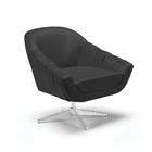 Kit 02 Poltronas Giratória Giovana Corino Preto Base Cromada