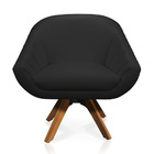 Kit 02 Poltronas Giratória Giovana Corino Preto Base Madeira