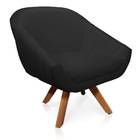 Kit 02 Poltronas Giratória Giovana Corino Preto Base Madeira