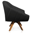 Kit 02 Poltronas Giratória Giovana Corino Preto Base Madeira