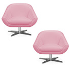 Kit 02 Poltronas Giratória Giovana Corino Rosa Bebê Base Crom