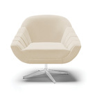 Kit 02 Poltronas Giratória Giovana Linho Areia A27 Base Croma