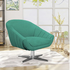 Kit 02 Poltronas Giratória Giovana Linho Azul Pavão A115 Base