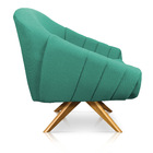 Kit 02 Poltronas Giratória Giovana Linho Base De Madeira Ma30