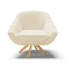 Kit 02 Poltronas Giratória Giovana Linho Base De Madeira Ma30