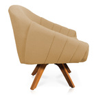 Kit 02 Poltronas Giratória Giovana Linho Base Madeira Mm30 D0