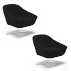 Kit 02 Poltronas Giratória Giovana Linho Preto A79 Base Croma