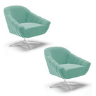 Kit 02 Poltronas Giratória Giovana Suede Base Cromada D03 - D