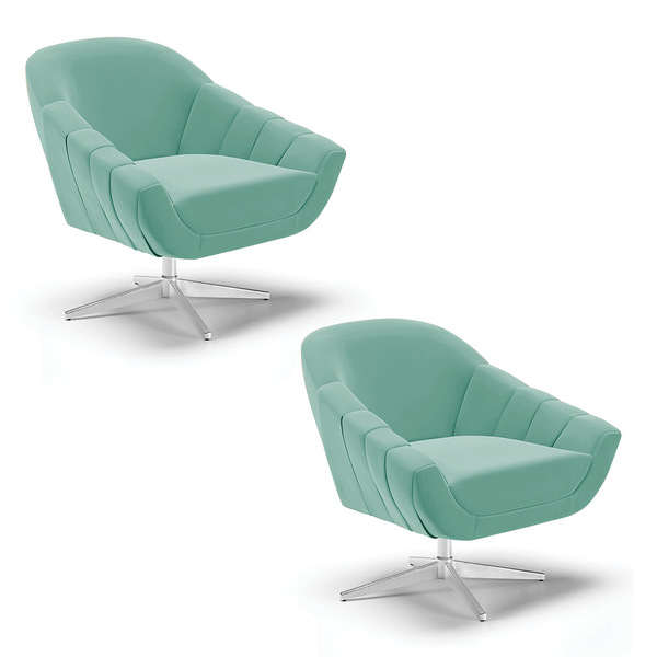 Kit 02 Poltronas Giratória Giovana Suede Base Cromada D03 - D