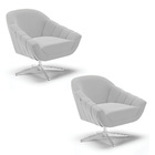 Kit 02 Poltronas Giratória Giovana Suede Base Cromada D03 - D
