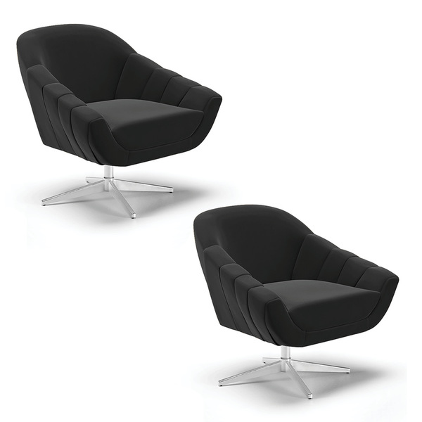 Kit 02 Poltronas Giratória Giovana Suede Base Cromada D03 - D