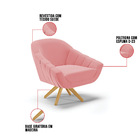 Kit 02 Poltronas Giratória Giovana Suede Base Madeira Ma30 D0