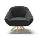 Kit 02 Poltronas Giratória Giovana Suede Base Madeira Ma30 D0