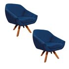Kit 02 Poltronas Giratória Giovana Suede Base Madeira Mm30 D0