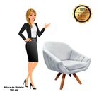 Kit 02 Poltronas Giratória Giovana Suede Base Madeira Mm30 D0