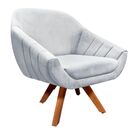 Kit 02 Poltronas Giratória Giovana Suede Base Madeira Mm30 D0