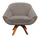 Kit 02 Poltronas Giratória Giovana Suede Base Madeira Mm30 D0