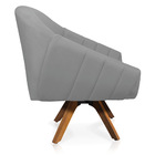 Kit 02 Poltronas Giratória Giovana Suede Cinza Base Madeira M