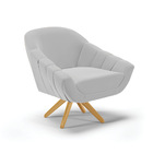 Kit 02 Poltronas Giratória Giovana Suede Cinza Base Madeira M