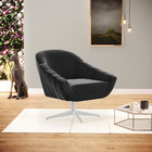 Kit 02 Poltronas Giratória Giovana Suede Preto Base Cromada D