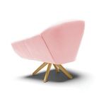 Kit 02 Poltronas Giratória Giovana Suede Rosa Bebê Base Madei