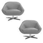 Kit 02 Poltronas Giratória Giovana Veludo Base Cromada D03 -