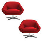 Kit 02 Poltronas Giratória Giovana Veludo Base Cromada - D'ro