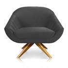 Kit 02 Poltronas Giratória Giovana Veludo Base Madeira Ma30 -