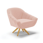 Kit 02 Poltronas Giratória Giovana Veludo Base Madeira Ma30 D