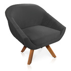 Kit 02 Poltronas Giratória Giovana Veludo Base Madeira Mm30 -