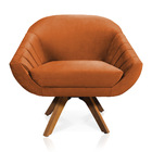 Kit 02 Poltronas Giratória Giovana Veludo Base Madeira Mm30 -