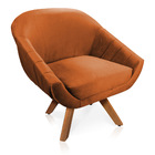 Kit 02 Poltronas Giratória Giovana Veludo Base Madeira Mm30 -