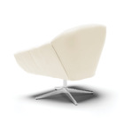 Kit 02 Poltronas Giratória Giovana Veludo Bege Base Cromada D