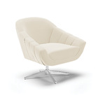 Kit 02 Poltronas Giratória Giovana Veludo Bege Base Cromada D