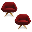 Kit 02 Poltronas Giratória Giovana Veludo Bordado Bordo Base