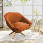 Kit 02 Poltronas Giratória Giovana Veludo Ferrugem Base Madei