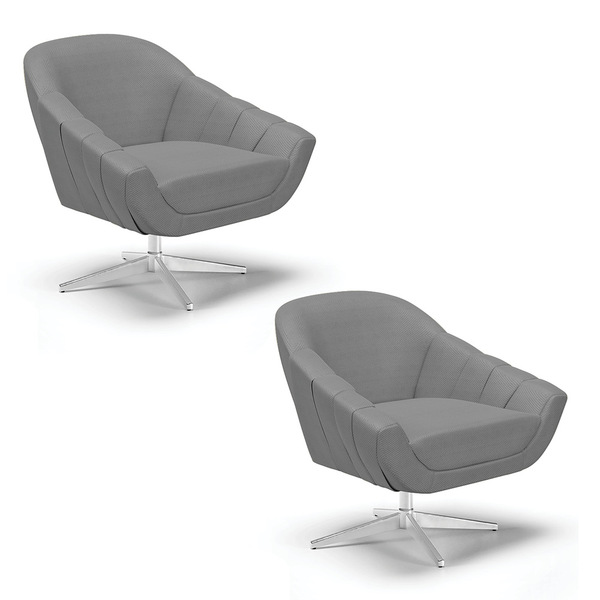 Kit 02 Poltronas Giratória Giovana Veludo Grafite Luxo A131 B