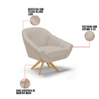 Kit 02 Poltronas Giratória Giovana Veludo Luxo Base De Madeir