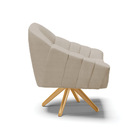 Kit 02 Poltronas Giratória Giovana Veludo Luxo Base De Madeir