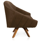 Kit 02 Poltronas Giratória Giovana Veludo Marrom Base Madeira