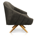 Kit 02 Poltronas Giratória Giovana Veludo Marrom Rato Base Ma