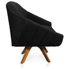 Kit 02 Poltronas Giratória Giovana Veludo Preto Base Madeira