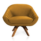 Kit 02 Poltronas Giratória Giovana Veludo Sisal Base Madeira