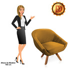 Kit 02 Poltronas Giratória Giovana Veludo Sisal Base Madeira