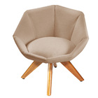 Kit 02 Poltronas Giratória Jaspe Linho Caramelo Base De Madei