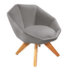 Kit 02 Poltronas Giratória Jaspe Linho Saturno Cinza Base De